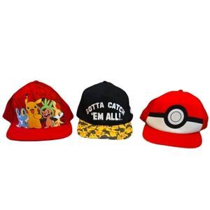 EC POKEMON ADJUSTABLE YOUTH HATS/CAPS *LOT OF 3*